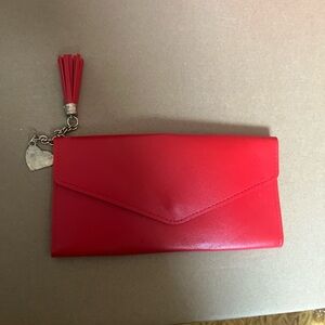 Red Leather Clutch Wallet